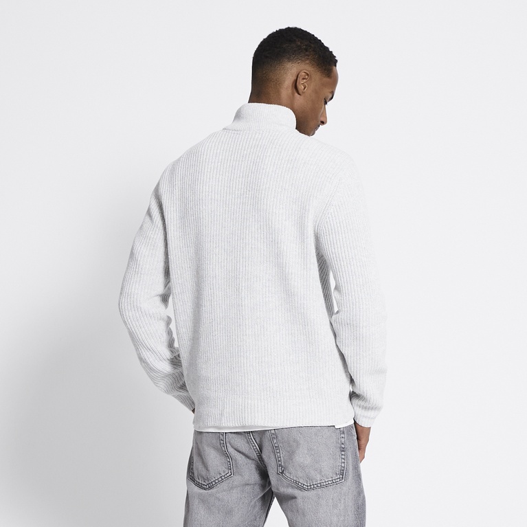 Half-zip knit sweater "Frans" Grey Melange